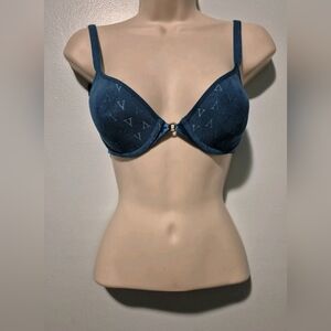 Victorias Secret Teal Blue Underwire Push Up Style Bra Sz 34 B Sexy